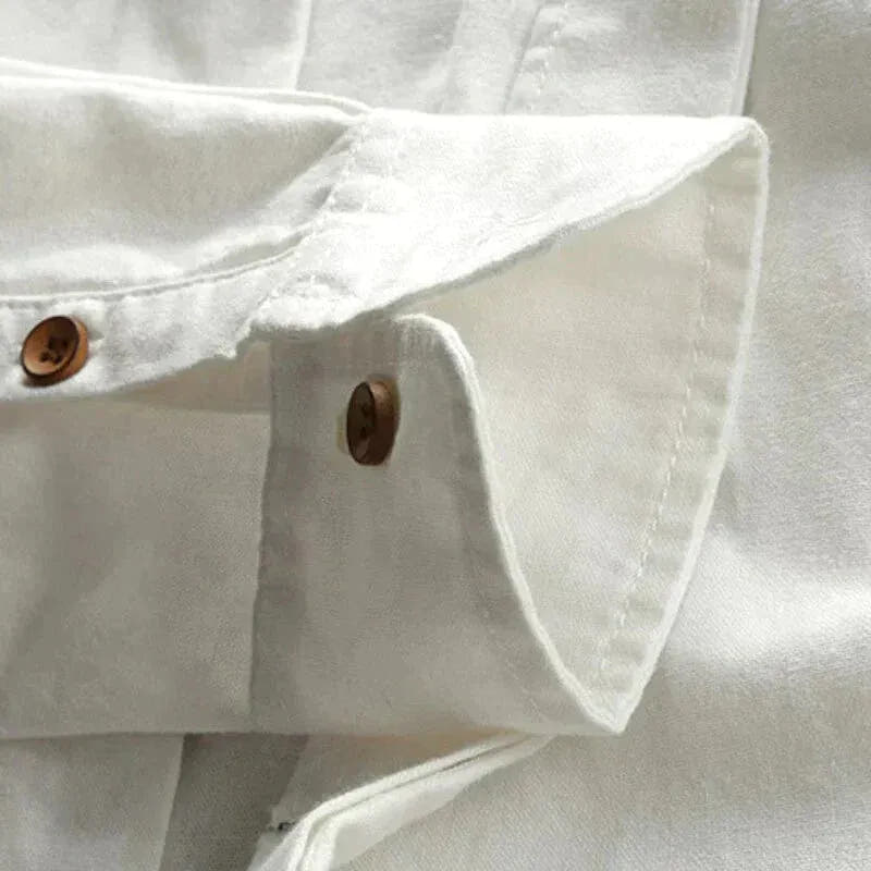 Mandarin Collar Shirt with Asymmetrical Placket for Men