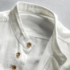 Mandarin Collar Shirt with Asymmetrical Placket for Men