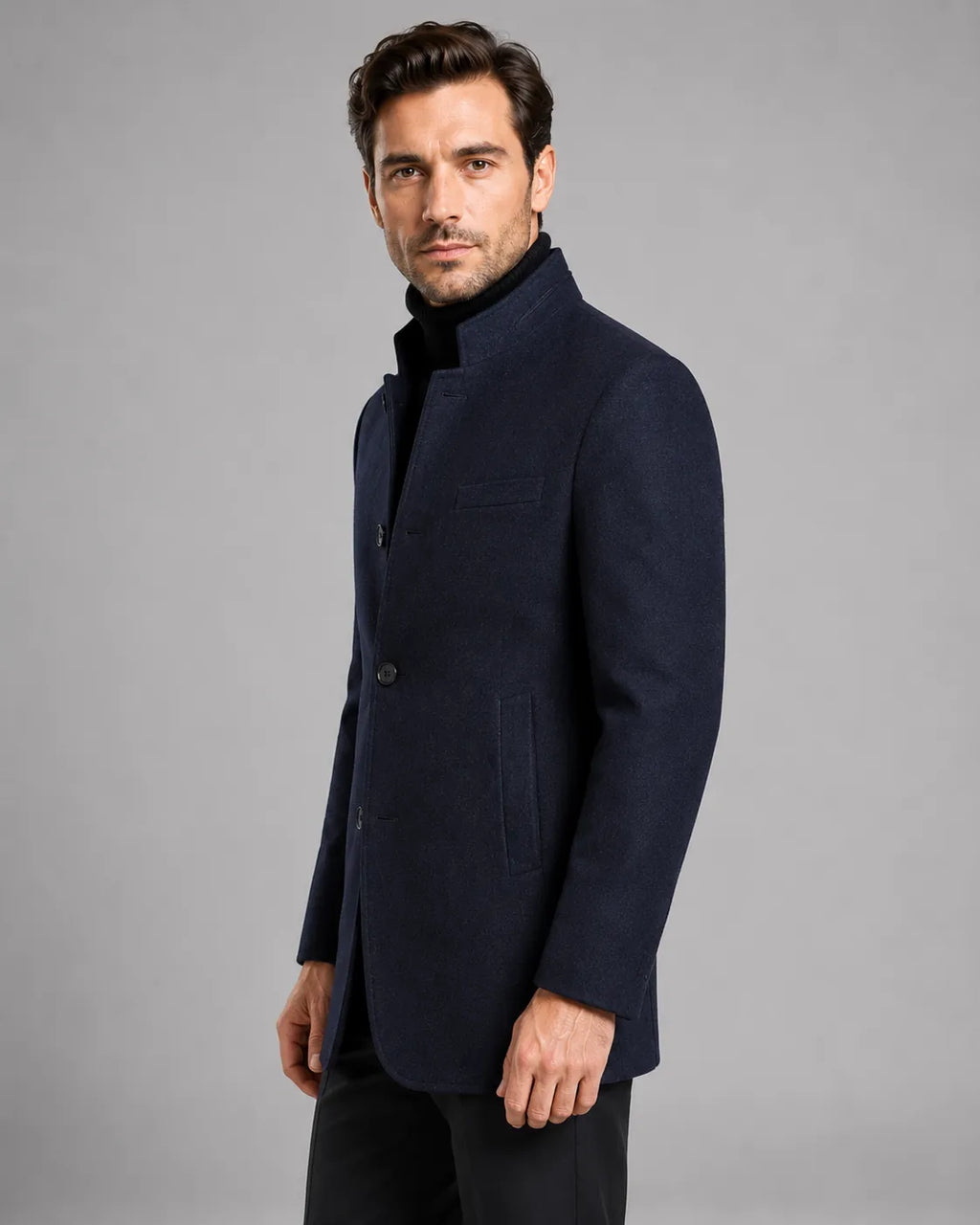 Mandarin Collar Single-Breasted Blazer for Men