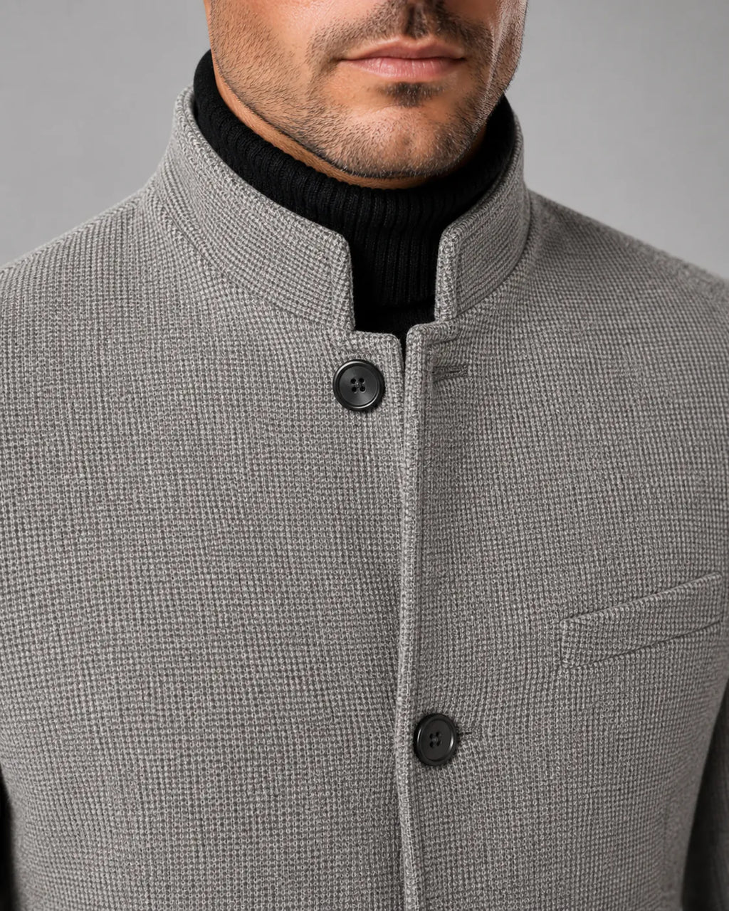 Mandarin Collar Single-Breasted Blazer for Men