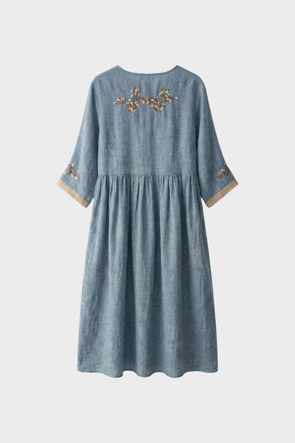 Marnie | Women's Embroidered Linen Midi Dress