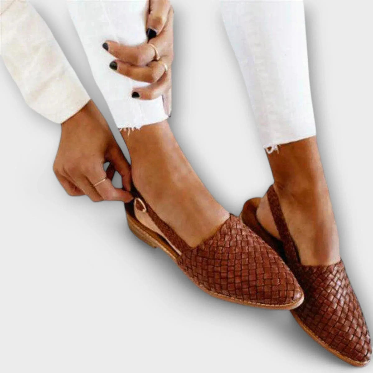 Nancy | Women's Woven Leather Slingback Loafers