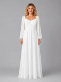 Nerissa | Women's Long-Sleeve Chiffon Maxi Dress