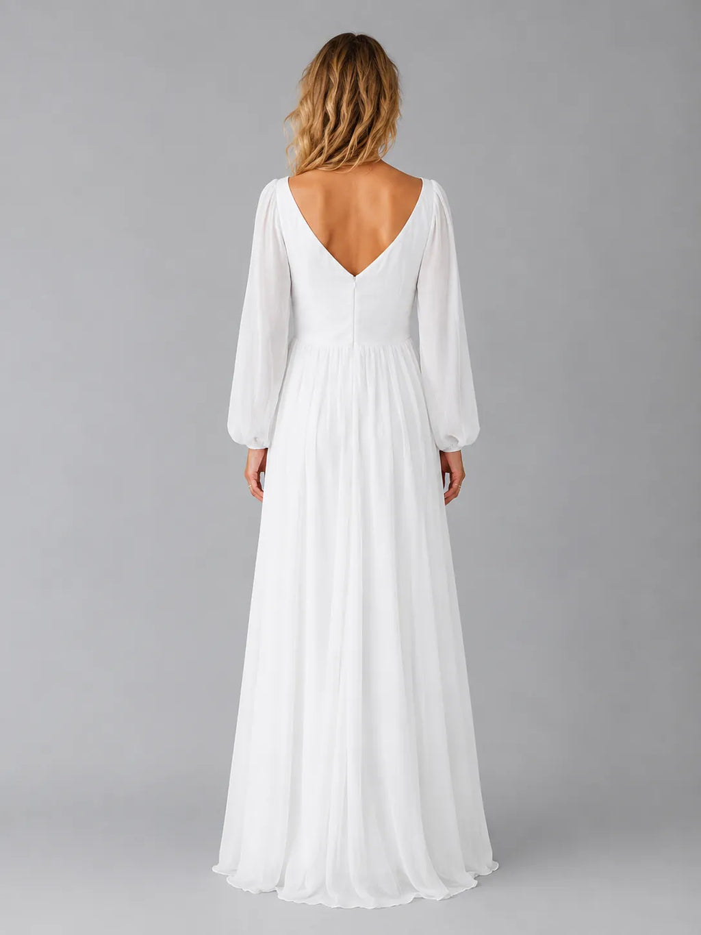 Nerissa | Women's Long-Sleeve Chiffon Maxi Dress