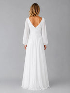 Nerissa | Women's Long-Sleeve Chiffon Maxi Dress