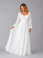 Nerissa | Women's Long-Sleeve Chiffon Maxi Dress