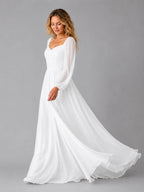 Nerissa | Women's Long-Sleeve Chiffon Maxi Dress