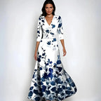 Ramona | Women's Wrap Floral Three-Quarter-Sleeve Maxi Dress