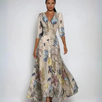 Ramona | Women's Wrap Floral Three-Quarter-Sleeve Maxi Dress