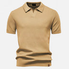 Short Sleeve Knit Polo Shirt with Pineapple Motif for Men
