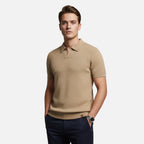 Short Sleeve Knit Polo Shirt with Pineapple Motif for Men