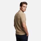 Short Sleeve Knit Polo Shirt with Pineapple Motif for Men