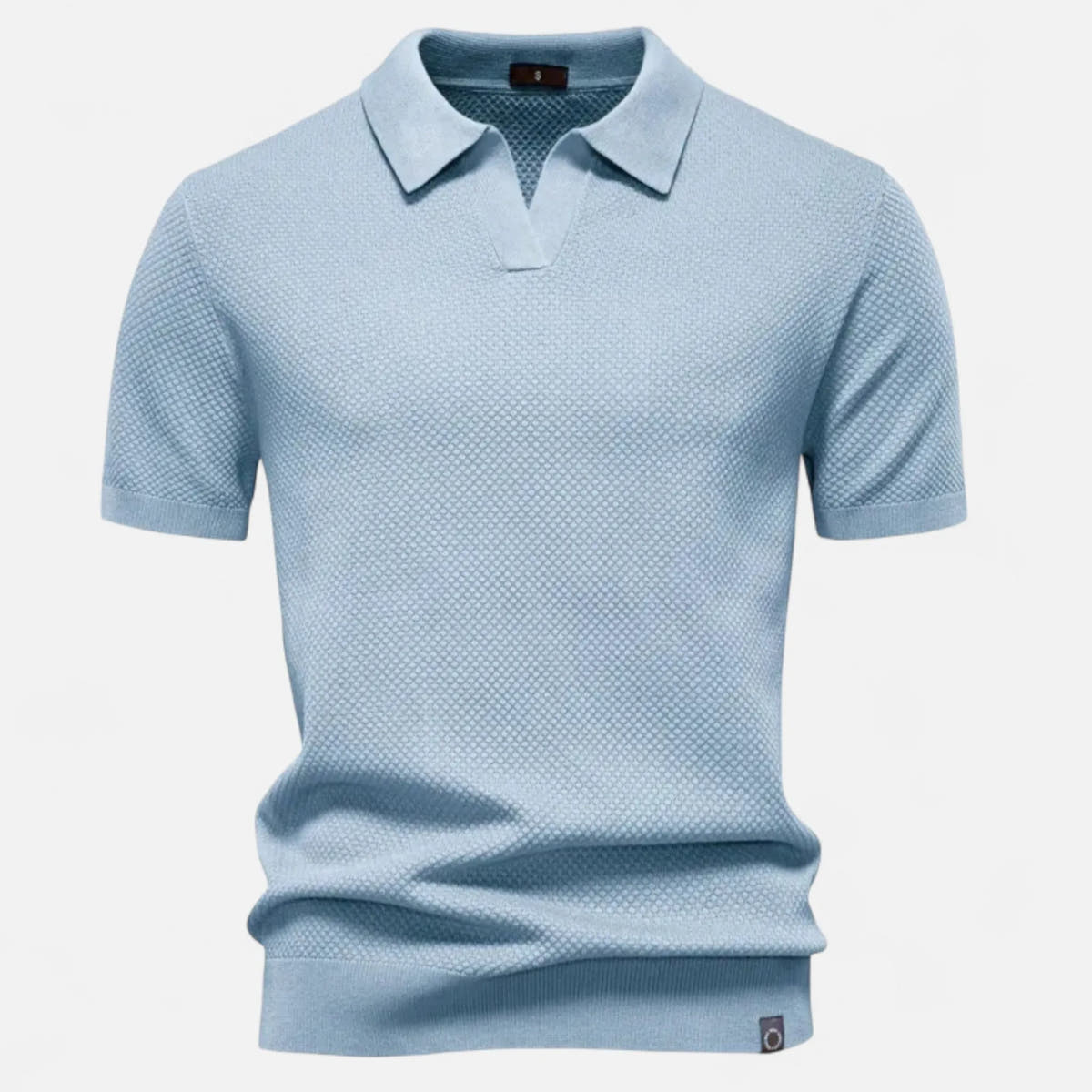 Short Sleeve Knit Polo Shirt with Pineapple Motif for Men