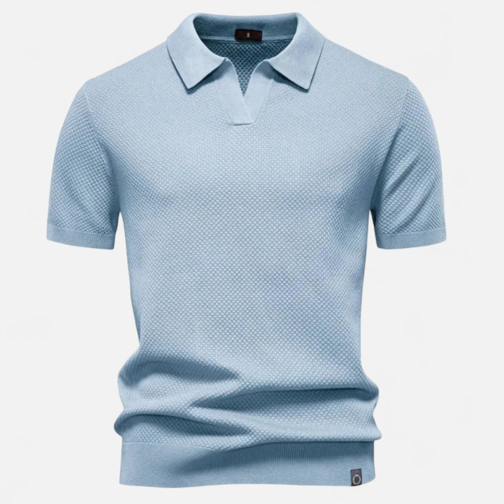 Short Sleeve Knit Polo Shirt with Pineapple Motif for Men