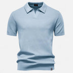 Short Sleeve Knit Polo Shirt with Pineapple Motif for Men