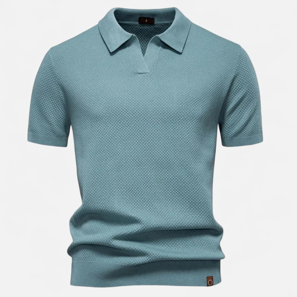 Short Sleeve Knit Polo Shirt with Pineapple Motif for Men