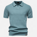 Short Sleeve Knit Polo Shirt with Pineapple Motif for Men