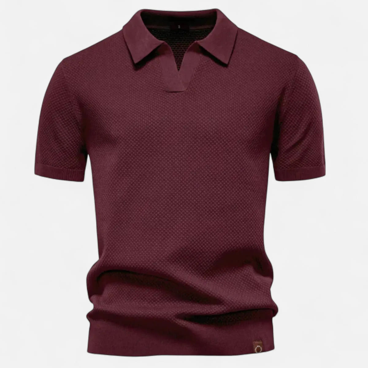 Short Sleeve Knit Polo Shirt with Pineapple Motif for Men