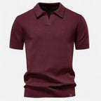 Short Sleeve Knit Polo Shirt with Pineapple Motif for Men