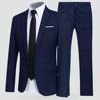 Slim Fit Two-Piece Suit with Blazer and Trousers for Men