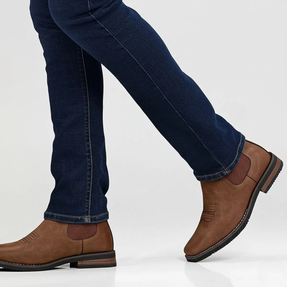 Slip-On Faux Leather Chelsea Boots Western Stitch for Men