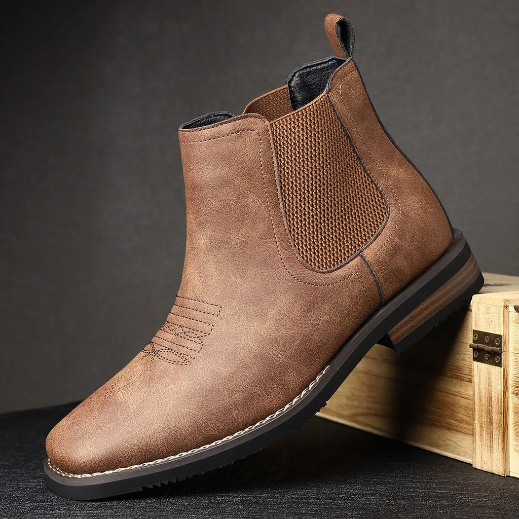 Slip-On Faux Leather Chelsea Boots Western Stitch for Men