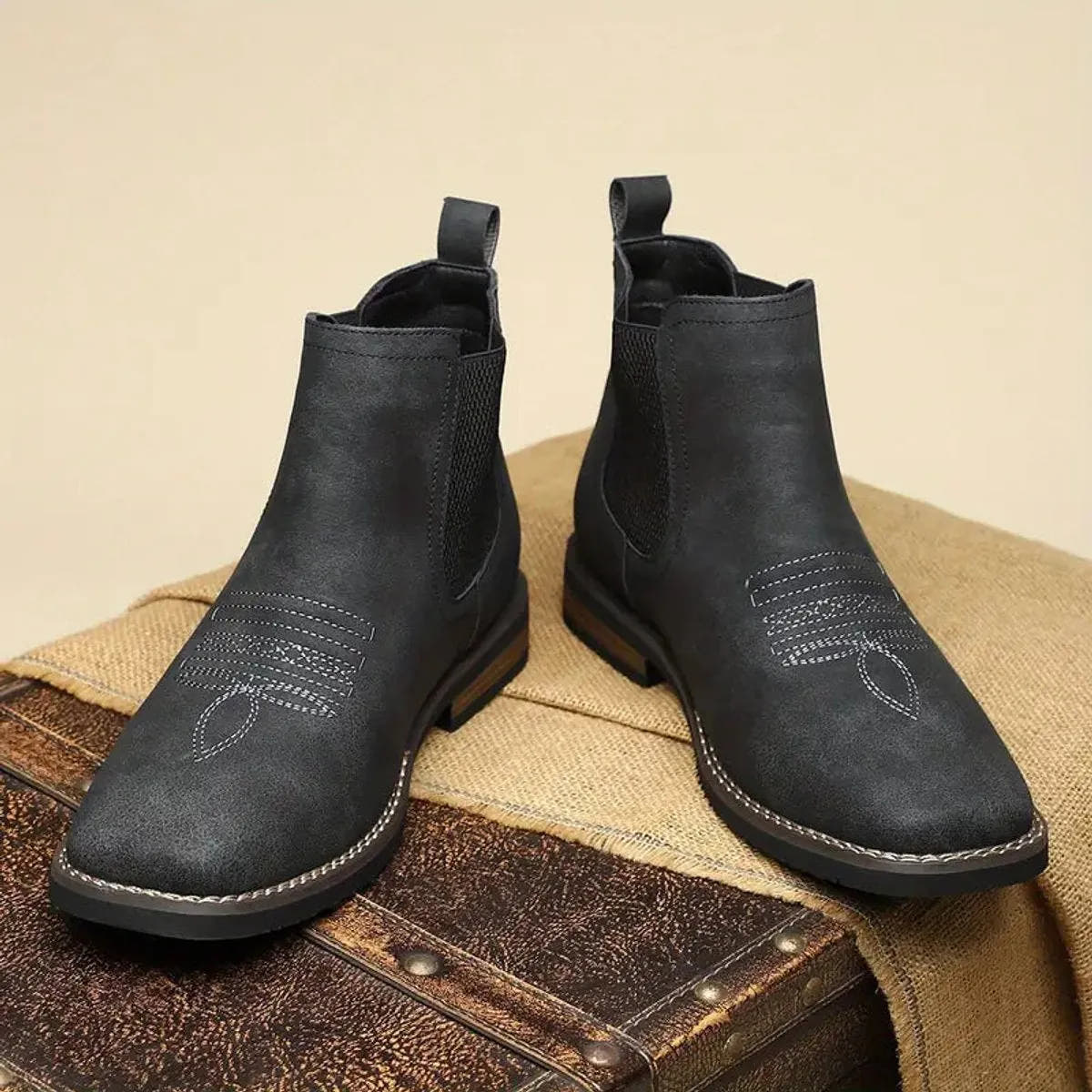 Slip-On Faux Leather Chelsea Boots Western Stitch for Men