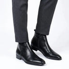 Smart Low Heel Ankle Boots with Side Zip for Men