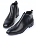 Smart Low Heel Ankle Boots with Side Zip for Men