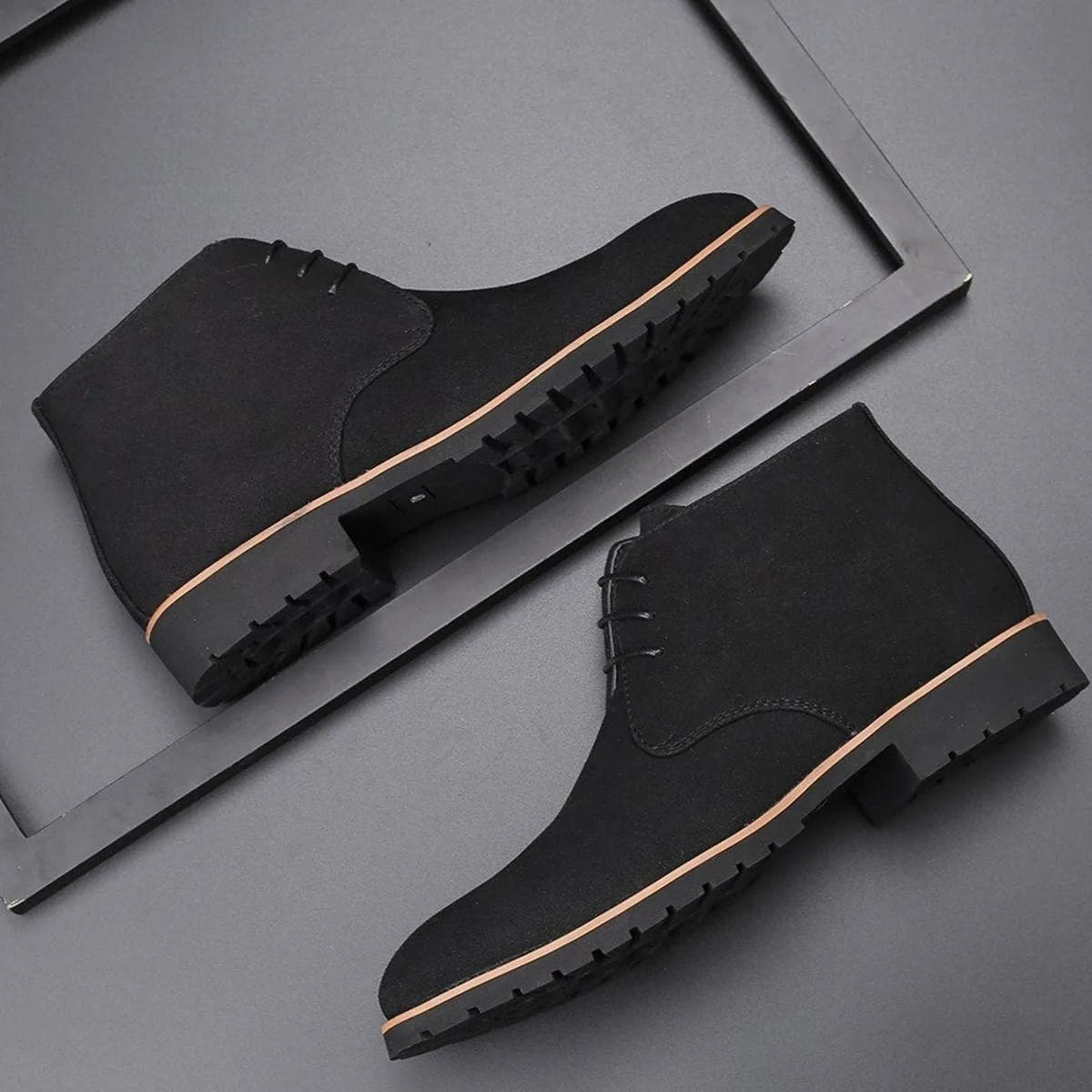 Suede Chukka Boots with Lace-Up Closure for Men