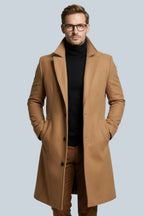 Tailored Slim-Fit Longline Formal Coat for Men