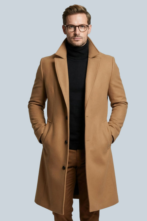 Tailored Slim-Fit Longline Formal Coat for Men