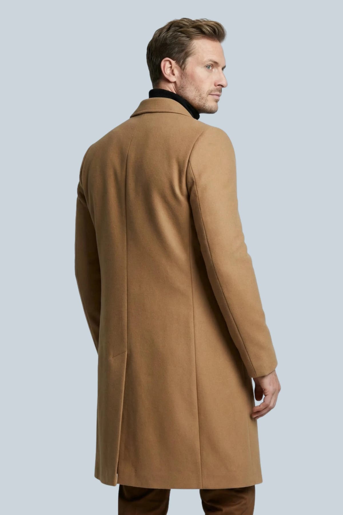 Tailored Slim-Fit Longline Formal Coat for Men