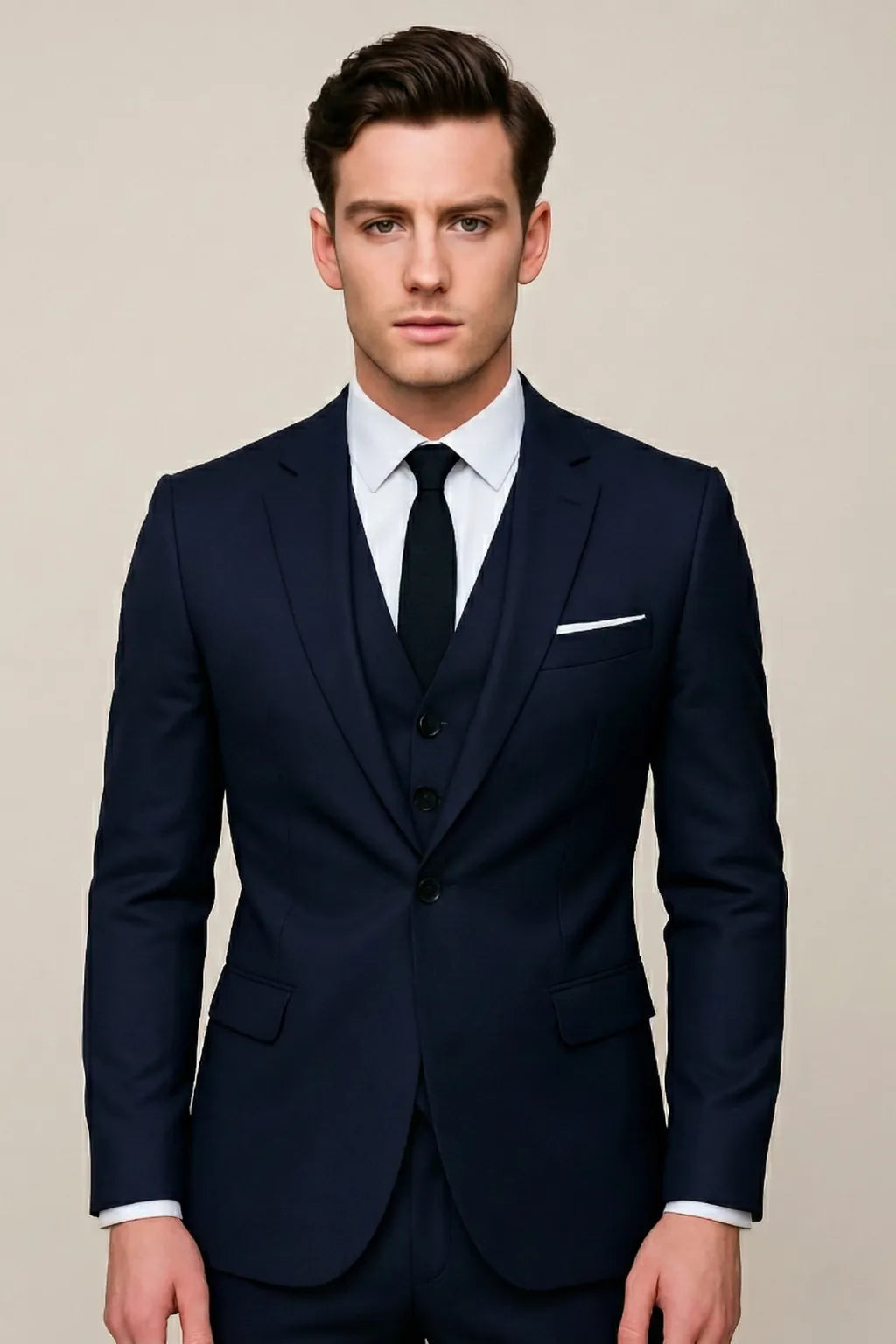 Tailored Three Piece Suit with Classic Lapels for Men