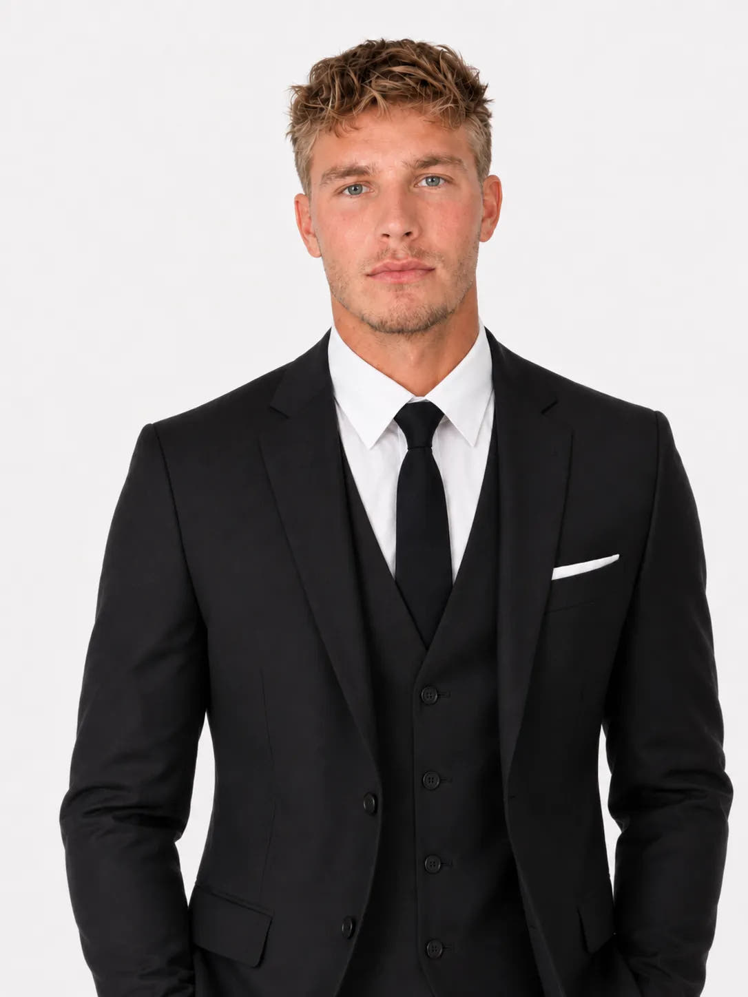 Tailored Three Piece Suit with Classic Lapels for Men