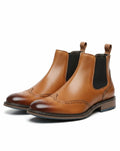 Wingtip Brogue Chelsea Boots Leather-Look for Men