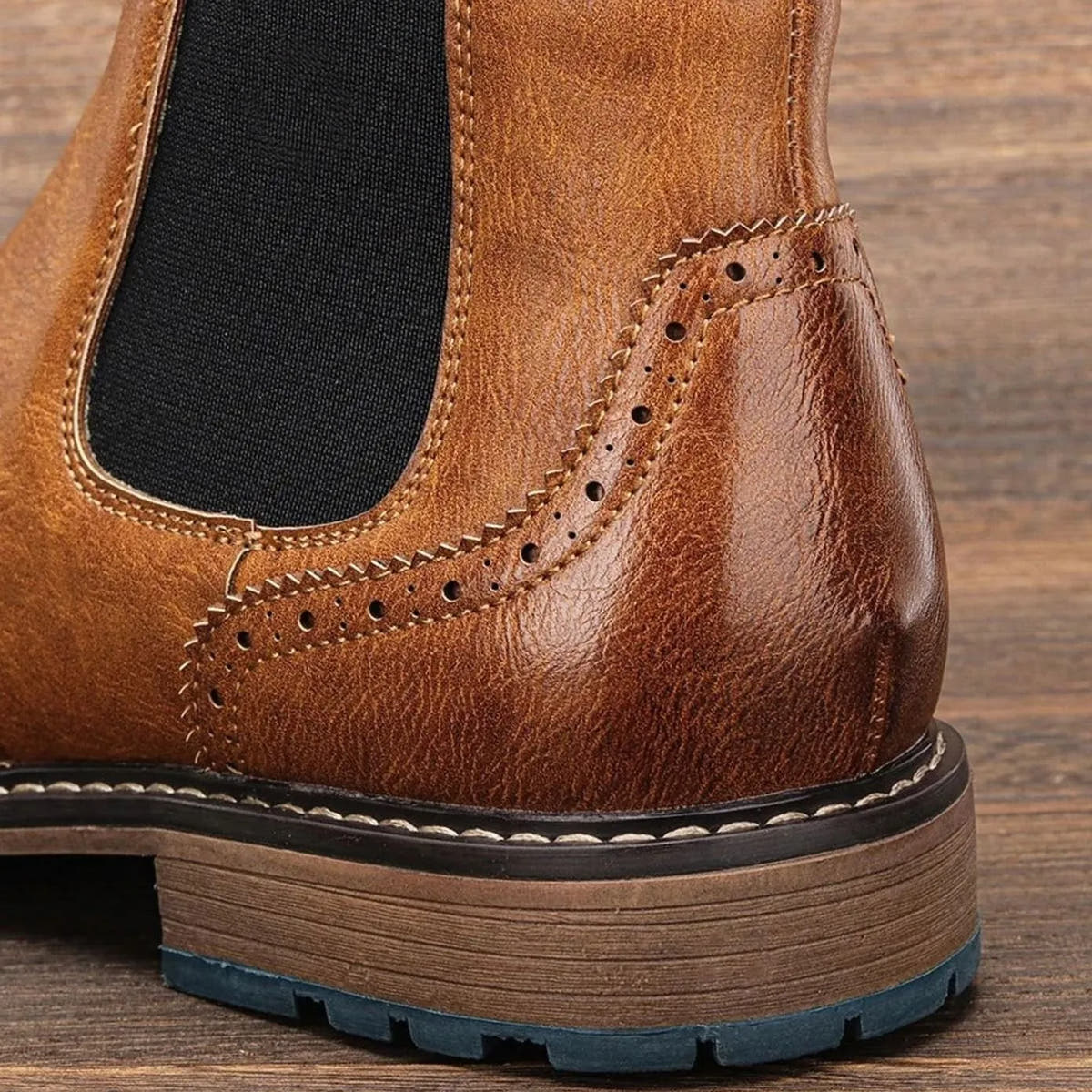 Wingtip Brogue Chelsea Boots Leather-Look for Men
