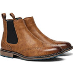 Wingtip Brogue Chelsea Boots Leather-Look for Men
