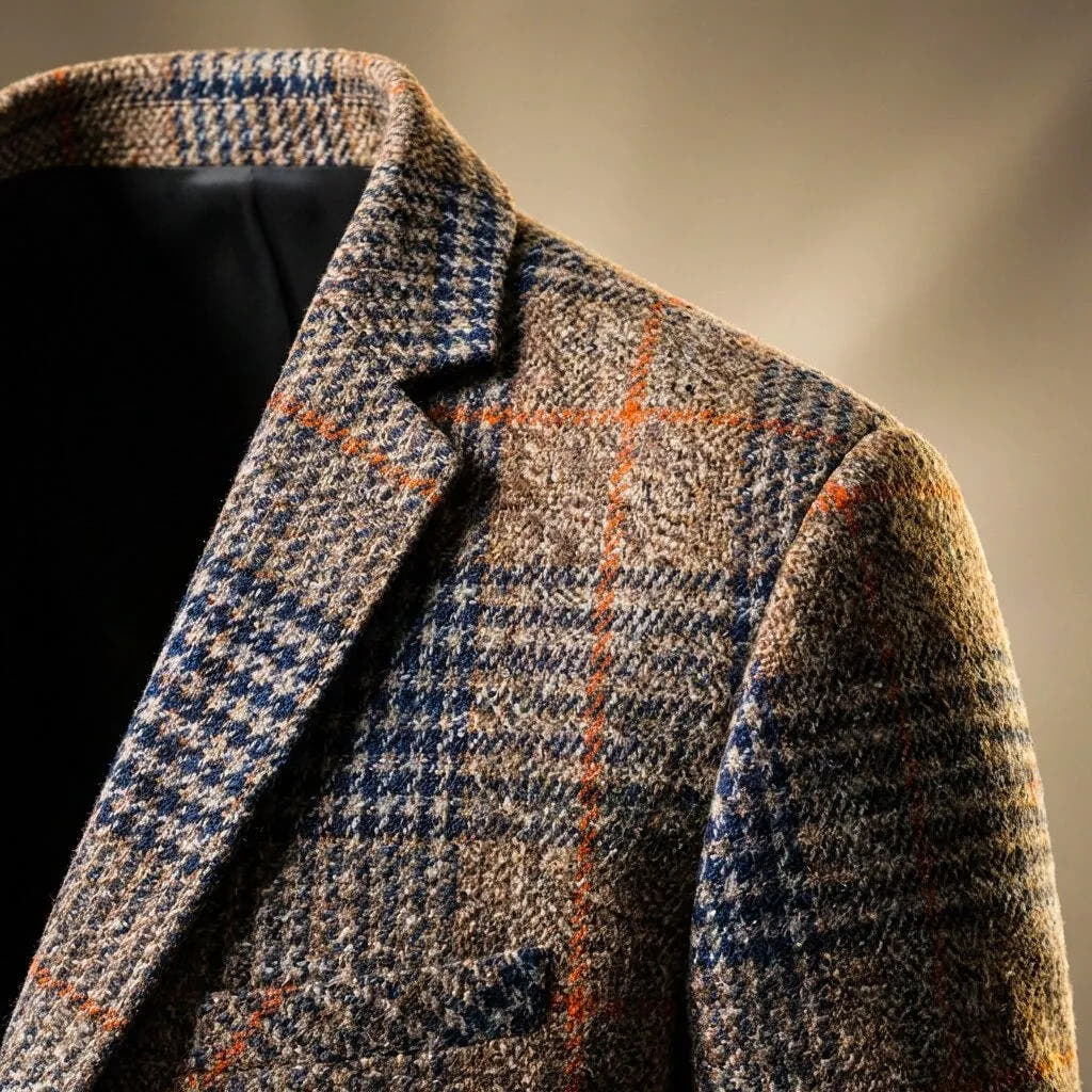 Classic Blazer with Houndstooth Pattern for Men